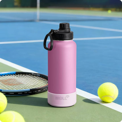Mollcity Insulated Water Bottle-32oz/950ml Stainless Steel Vacuum Wide Mouth Sports Flask with Silicone Boot-Reusable Metal Leak Proof Travel Water Bottle for Girls Boys, BPA-Free(Purple)