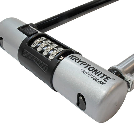 Kryptonite KryptoLok Combo Bike U-Lock Standard, Anti-Theft Security Bicycle Lock Sold Secure Gold, 12.7mm Steel Shackle, 4-Digit Resettable Combination U Lock for Scooter Road Mountain Bikes