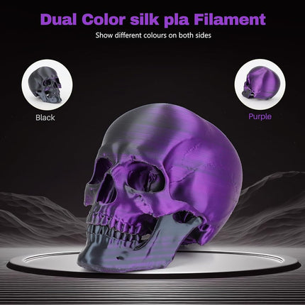 3DHoJor Silk PLA Filament Dual Color 1.75mm 1KG for 3D Printer,Black Purple