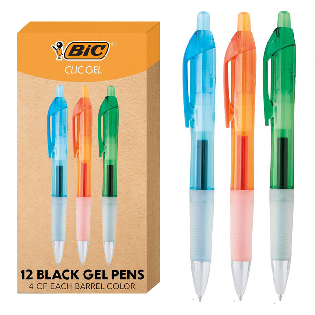 Bic Intensity Clic Gel Retractable Roller Pens, 0.