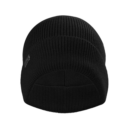 Cole Haan Heritage Rib Cuff Wool Beanie Hat, One Size, Caviar, One Size