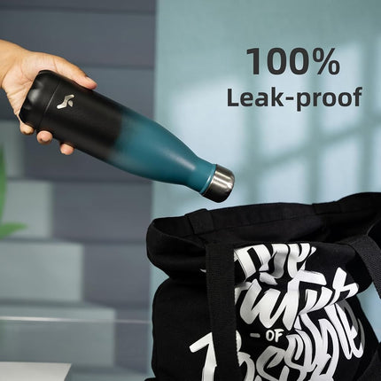 Konokyo Insulated Water Bottles,17oz Double Wall Stainless Steel Vacumm Metal Flask for Sports Travel,Indigo Black