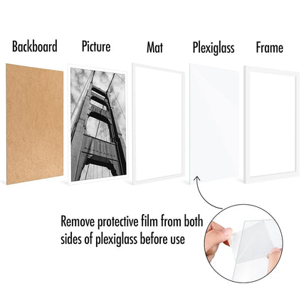Americanflat 12x18 Poster Frame with Polished Plexiglass - Set of 2 - Use as 11x17 Frame with Mat or 12x18 Frame Without Mat - Galleria Collection - Photo Frames for Wall Display - White