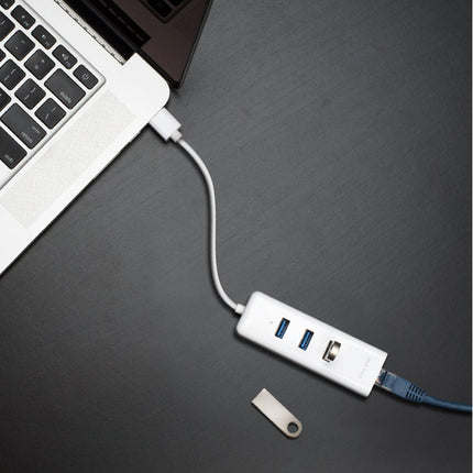 TP-LINK UE330 Mini Hub de données USB 3.0 à 3 ports avec adaptateur réseau LAN Ethernet Gigabit 10/100/1000 pour Apple MacBook Surface Pro XPS Ordinateur portable Ultrabook Chromebook PC Mac et plus encore