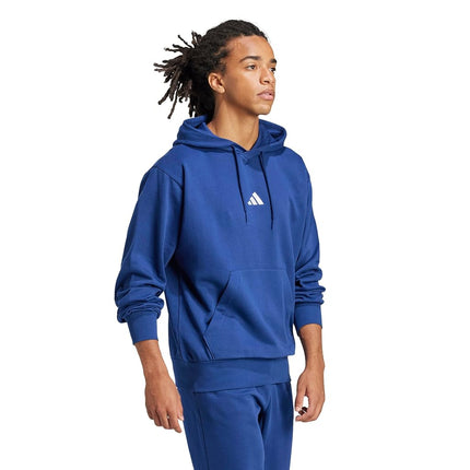 adidas Men's Essentials Feelcozy Fleece Hoodie, Dark Blue/White, L Tall