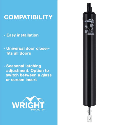 Wright Products - Light Duty Pneumatic Screen and Storm Door Closer, Black