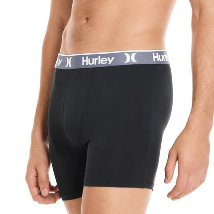 Hurley Men's Standard 5 Pack Stretch Boxer Briefs, Black/Castlerock