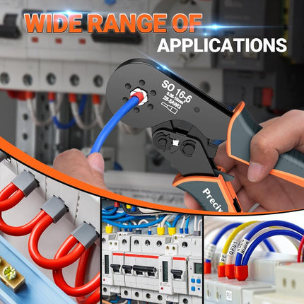 Ferrule Crimping Tool Kit, Preciva Upgrade Double & Single Ferrules Connectors,16-6 Hexagonal Ratchet Jaw Wire Crimping Pliers AWG 28-5 (0.08-16mm²) with 1200PCS Terminal Connector Sleeves, CP94120