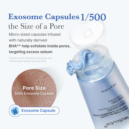 medicube Zero Pore SA Clear Blue Capsule Facial Cleanser for Skin Texture, Blackhead & Pore Care | AHA, BHA & PHA for Double Cleansing, Daily Gentle Face Wash, Korean Skincare | 120g / 4.23 oz