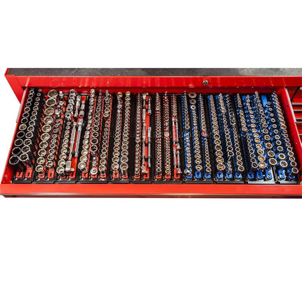 Ernst Manufacturing 8484 Socket Boss, Premium 2-Rail, 1/4 Inch-Drive Socket Organizer, 18-Inch, Orange - Made in the USA