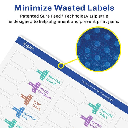 Avery Matte White Removable Barbell Labels with Sure Feed Technology, 0.5" x 2.5", 4,500 Removable Labels, Laser/Inkjet Printable Labels