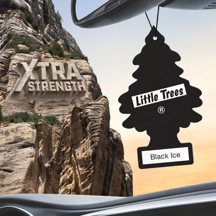LITTLE TREES Black Ice Car Air Freshener, 24 Xtra Strength Air Fresheners with Long-Lasting Citrus, Cedarwood Scent