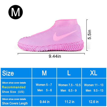 Shiwely Waterproof Shoe Covers, Silicone Reusable Shoe Cover Non-slip Durable Zipper Elastic Rain Cover Protection for Men Women (M (Women 5.5-7.5, Men 5-6.5), Pink)