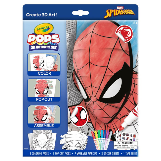 Crayola POPs 3D Kids Art Set, Spiderman Coloring Book Alternative, Gift for Boys & Girls, Ages 6+