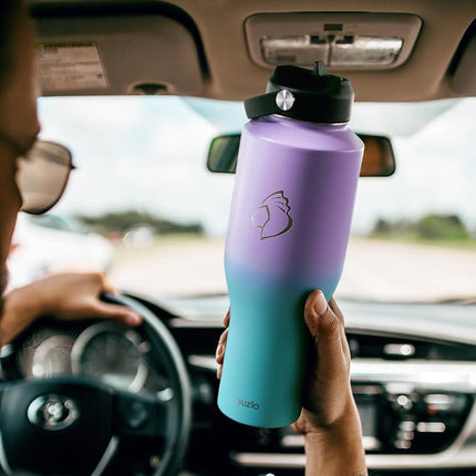 BUZIO 1.2 L Stainless Steel Water Bottle Fits in Car Cup Holders, Insulated