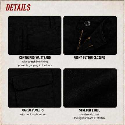 Pantalón cargo de sarga elástica con pierna recta Dickies para mujer, uso general de trabajo, negro lavado V1, 4