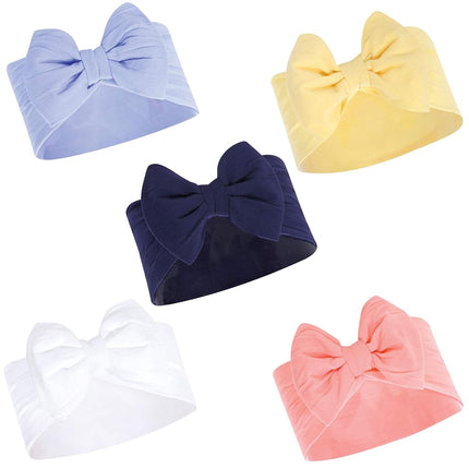 Hudson Baby Infant Girl Big Bow Headband, Blue Yellow, One Size