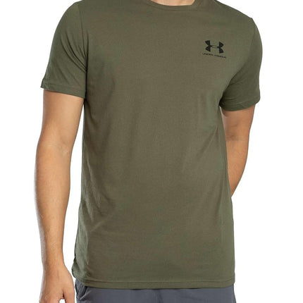 Under Armour Mens Left Chest Logo T-Shirt - Green/Black/Black - SM