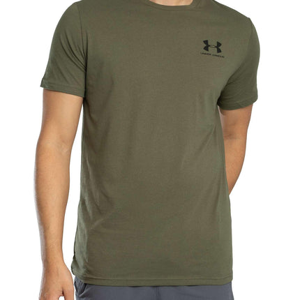 Under Armour Mens Left Chest Logo T-Shirt - Green/Black/Black - XL