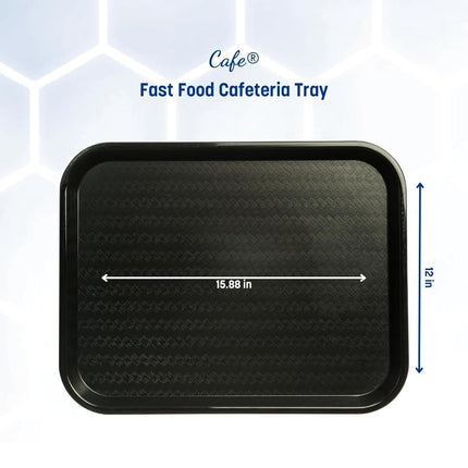 Bandeja de cafetería Carlisle FoodService Products Cafe Fast Food con superficie estampada para cafeterías, comida rápida y comedor, plástico, 14" x 18", negro (paquete de 12)