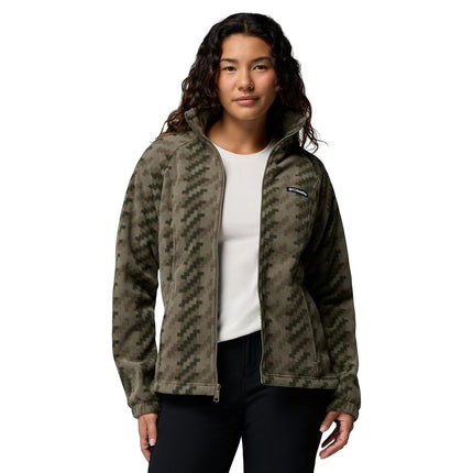 Columbia womens Benton Springs Printed Full Zip, Stone Green/Twills, 3X