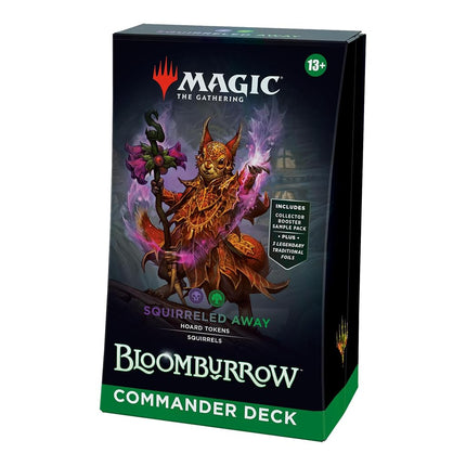 Magic: The Gathering Deck Commander Bloomburrow - Squirreled Away (Deck de 100 cartes, paquet échantillon de 2 cartes de booster collector + accessoires) (Version anglaise)
