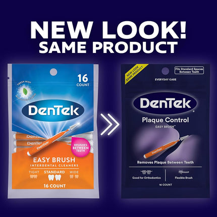 DenTek Easy Brush Advanced Clean Interdental Cleaners, Standard, 16 Count, 6 Pack