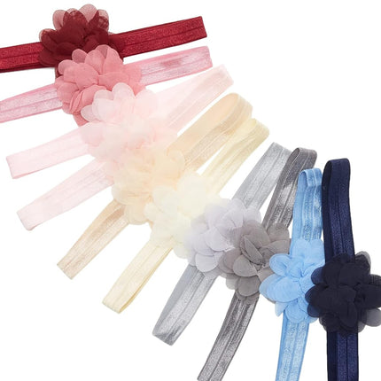 Hudson Baby Baby Girls Flower Headband, chiffon cream/blush 10 Pack One Size