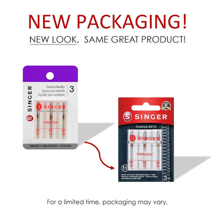 SINGER Universal Regular Point Overlock Serger Needles, Size 80/12-5 Count