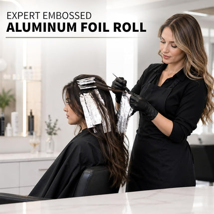 ForPro Professional Collection Expert Embossed Aluminum Foil Roll, 320 Ft Hair Foils for Color Application and Highlighting Services, Silver, Medium, 5W