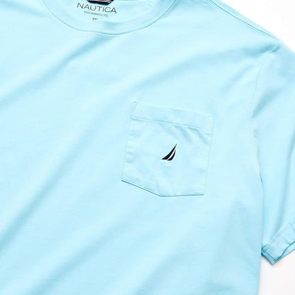 Nautica Men's Solid Crew Neck Short-Sleeve Pocket T-Shirt, Bright Aqua, S