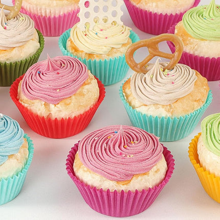 Caperci Bright Rainbow Jumbo Cupcake Liners Extra Large Muffin Baking Cups 300-Count, Odorless, Upgraded & Food Grade Grease-Proof Paper