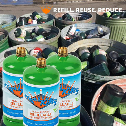 Flame King Refillable 1LB Empty Propane Cylinder Tank - Reusable - Safe and Legal Refill Option - DOT Compliant-16.4 oz (2-Pack), green (YSN164-2)
