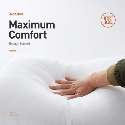 Acanva Oreillers Hypoallergéniques pour Dormir Lot de 2, Standard, Blanc