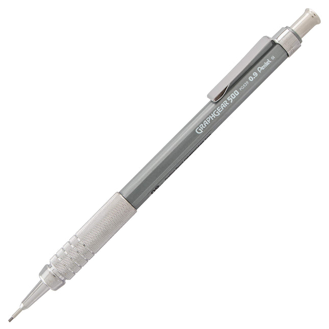 Crayon porte-mine technique Pentel GraphGear 500, (0,9 mm), trait gras, corps gris, paquet de 4 (PG529BP4N)