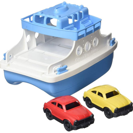 Green Toys Ferry Boat, azul/blanco 4C - Juego de imitación, habilidades motrices, juguete de baño flotante para niños. Sin BPA, ftalatos, PVC. Apto para lavavajillas, plástico reciclado, fabricado en EE. UU.