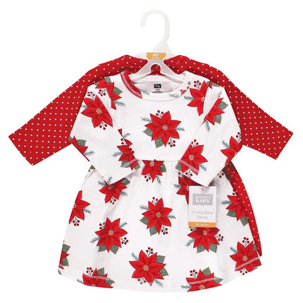 Hudson Baby Baby Girls' Cotton Dresses, Poinsettia Dot, 0-3 Months