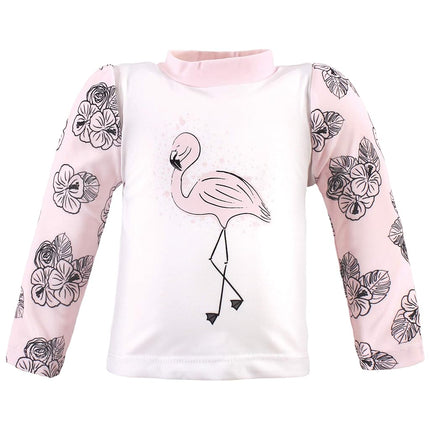 Traje de baño tipo camiseta de manga larga para bebé unisex Hudson Baby, Flamenco Floral, 5 años