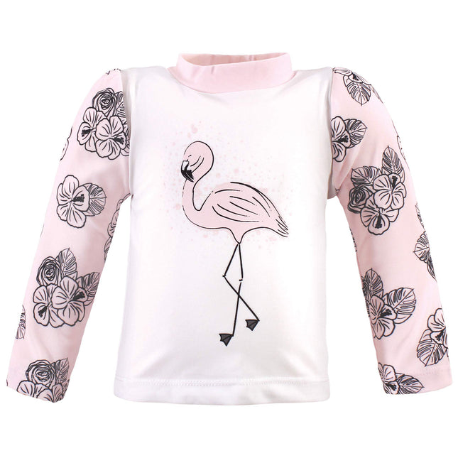 Hudson Baby Unisex Baby Swim Rashguard Set, Floral Flamingo, 5 Toddler
