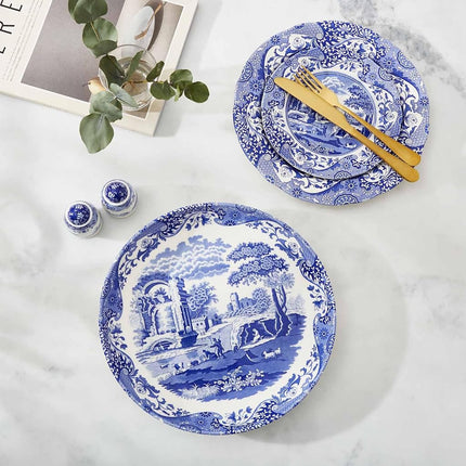 Spode x Blue Italian Pasta Bowl - Quality Made in England Earthenware, Classic Blue & White Design with Imari Border, Dishwasher & Microwave Safe, 30cm
