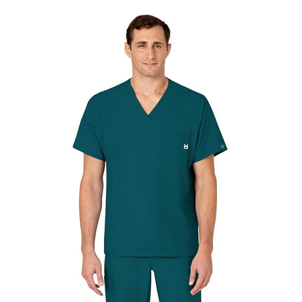 WonderWink Men's V-Neck Top, Caribbean Blue, 3-XLa