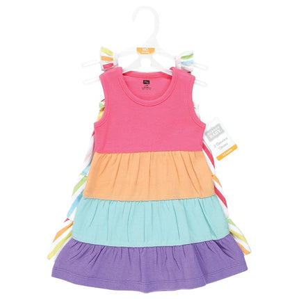 Hudson Baby Baby Girls' Cotton Dresses, Rainbow Stripe, 0-3 Months