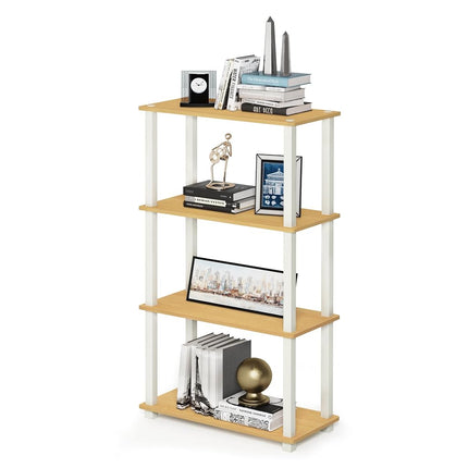 Furinno TURN-S-TUBE 4-Tier Tool-Free Corner Open Shelf, Beech