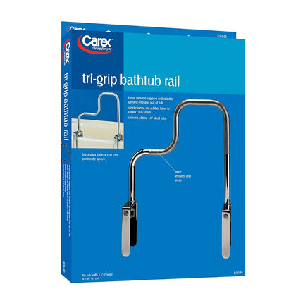 Carex Health Brands Carex Tri-Grip Bathtub Rail with Chrome Finish