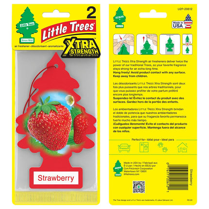 LITTLE TREES Car Air Freshener | X-tra Strength Provides Long-Lasting Scent for Auto or Home | Extra Boost of Fragrance | Strawberry, 2-Packs (12 Count)