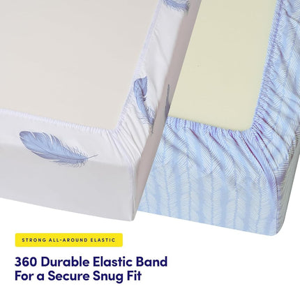 2 Pack Crib Sheets for Boys & Girls – Snug Full Elastic Fit for Standard Crib Mattresses (28″×52″) – Stylish Zoo Animals, Feathers, Gingham & Petals, Watercolor Vines Prints, Feathers & Arrowhead