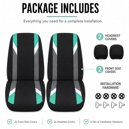 FH GROUP FB033MINT102 Modernistic Mint Bucket Seat Cover, Set of 2