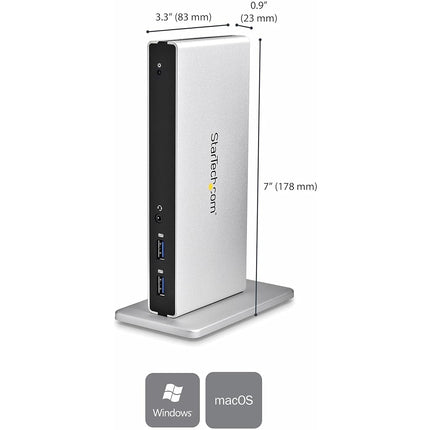 StarTech USB-A Dual DVI Dock, VGA & HDMI Adapters, 5x USB 3.0, GbE, Audio
