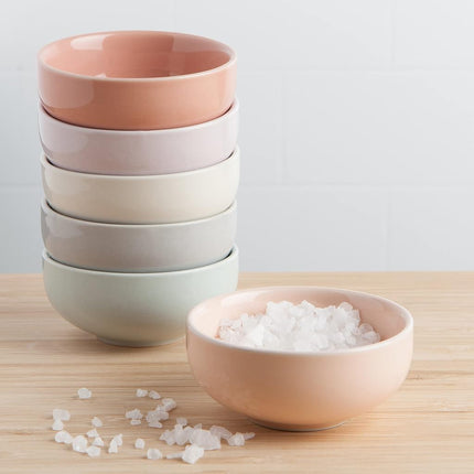 Now Designs Pastel Ceramic Pinch Bowl Set, Soy Sauce Dish, Set of 6, 2 oz