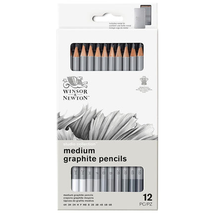 Winsor & Newton 490008 Studio Collection Graphite Pencils, Set of 12, Professional Quality for Artists, for Sketching, Writing and Drawing